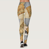 Leggings Vintage Piano Keys Musical Notes antique feuille (Dos)