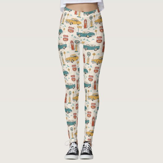 Leggings Vintage Road Trip Pattern (1) (Devant)
