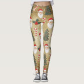 Leggings Vintage Santa Claus Pattern (Devant)