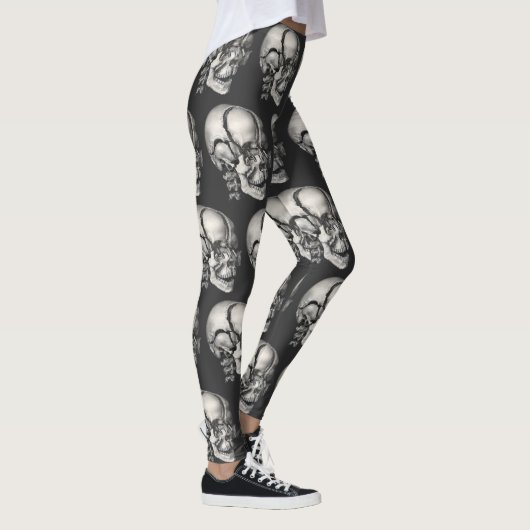 Leggings Vintage Science Human Anatomy, Antique Skull (Droite)