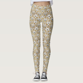 Leggings Vintage Steampunk Dorés Engrenages et Nau