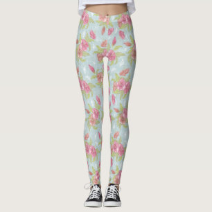 Leggings Vintage Vectror Floral Hibiscus Motif
