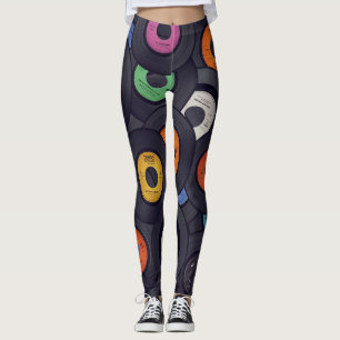Leggings Vintage Vinyl Records Arrière - plan de musique