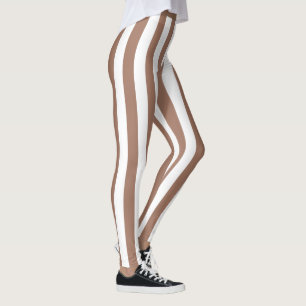 Leggings Vintages bandes verticales Mocha Mousse Blanc