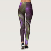 Leggings Violet Abstrait violet violet kaki fractal (Dos)