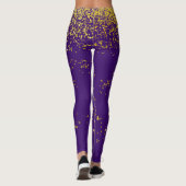 Leggings Violet avec des pattes d'accentuation or (Dos)