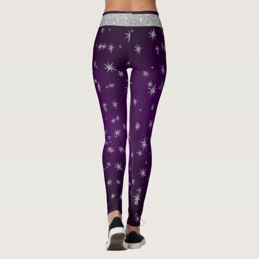 Leggings Violet avec étoiles d'argent (Dos)