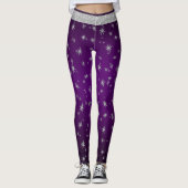 Leggings Violet avec étoiles d'argent (Devant)
