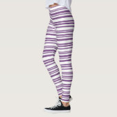 Leggings Violet, blanc rayé (Gauche)