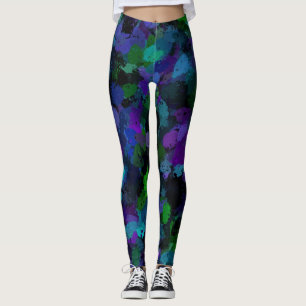 Leggings Violet, bleu et noir Abstrait
