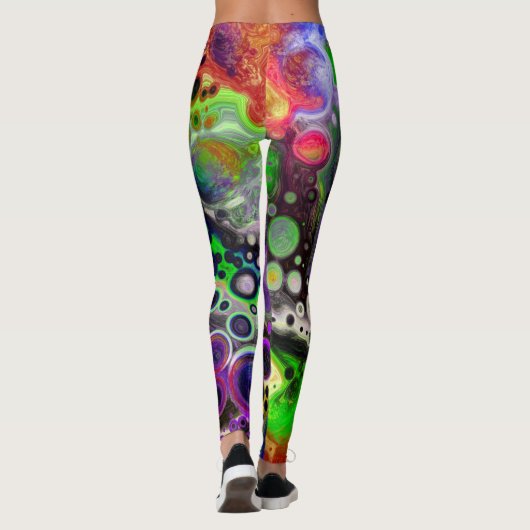 Leggings Violet, citron vert et marbre noir (Dos)