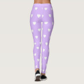 Leggings Violet clair avec jambières de Coeurs Blancs (Dos)