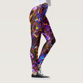 Leggings Violet électrique et art Abstrait noir (Droite)