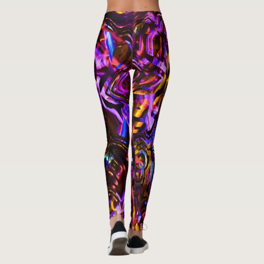 Leggings Violet électrique et art Abstrait noir (Dos)
