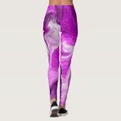 Leggings Violet et Marbre blanc Fluide Art (Dos)