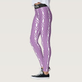 Leggings Violet et Motif blanc Yoga (Gauche)