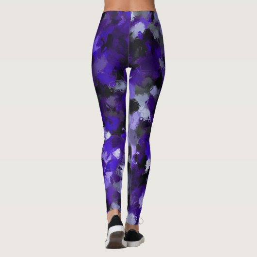 Leggings Violet, gris, noir et bleu Abstrait (Dos)