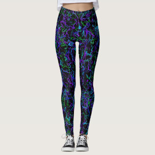Leggings Violet, noir, bleu et vert