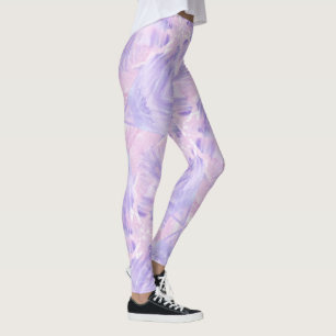 Leggings Violet pastel et rose abstrait marbré à l'aquarell