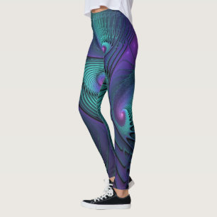 Leggings Violet rencontre Turquoise moderne art fractal abs