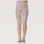 Leggings Violet rose papillon Abstrait or (Devant)