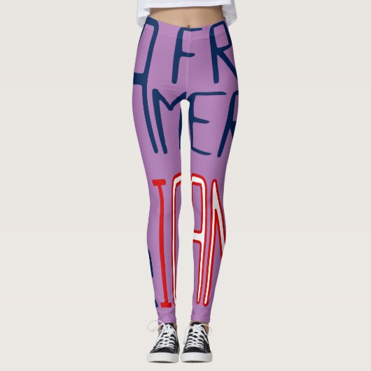 Leggings Violet Rouge Blanc Bleu Noir Femme Africaine Améri (Devant)