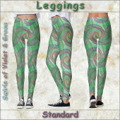 LEGGINGS - Violet Swirls Over Green Swirl Design