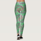 LEGGINGS - Violet Swirls Over Green Swirl Design (Dos)