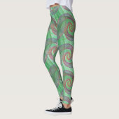 LEGGINGS - Violet Swirls Over Green Swirl Design (Gauche)