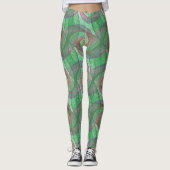 LEGGINGS - Violet Swirls Over Green Swirl Design (Devant)