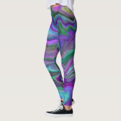 Leggings Violet, vert et bleu Fluid Art Abstrait (Gauche)