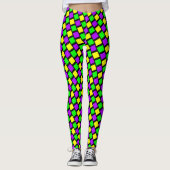 Leggings Violet vert jaune Motif noir Mardi Gras (Devant)