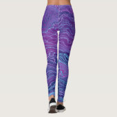 Leggings Violet Violet Bleu Marbré Acrylique Abstraction (Dos)