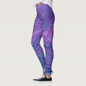 Leggings Violet Violet Bleu Marbré Acrylique Abstraction (Gauche)