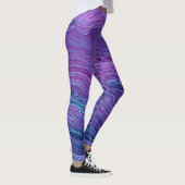 Leggings Violet Violet Bleu Marbré Acrylique Abstraction (Droite)