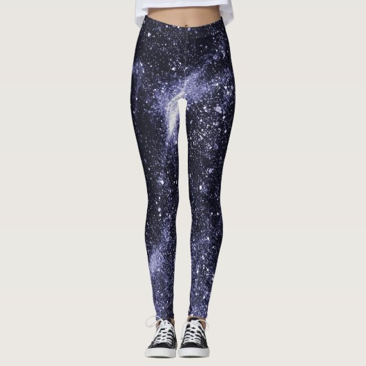 Leggings Violet violet noir galaxie abstraite (Devant)