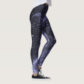Leggings Violet violet peri noir galaxie abstraite Monogram (Droite)