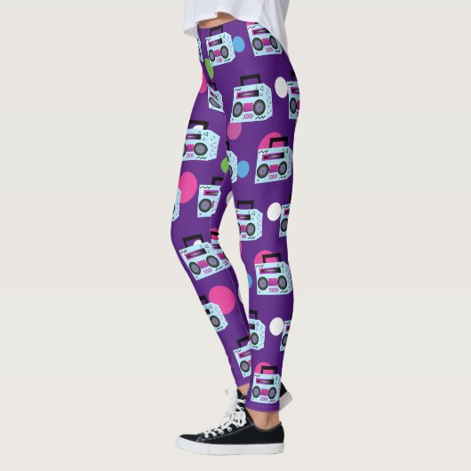 Leggings violets à points Halloween tenue années 8 (Gauche)