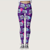 Leggings violets à points Halloween tenue années 8 (Devant)