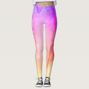 Leggings Violette abstraite Ombre de rose d'aquarelle de