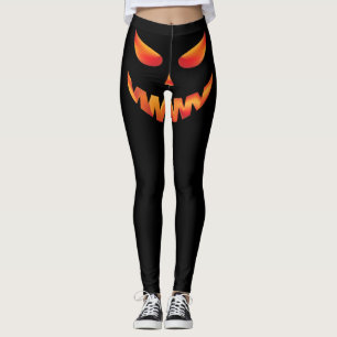 Leggings Visage du Citrouille brûlant d'Halloween