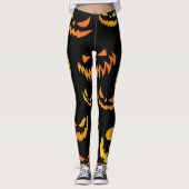 Leggings Visage du Citrouille Jack-o'-lantern (Devant)