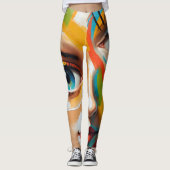 Leggings Visage peint couleur Abstraite (Devant)