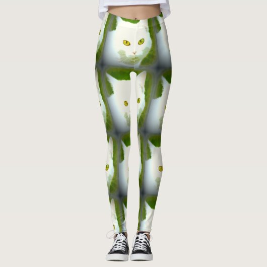 Leggings visages blancs de chat (Devant)