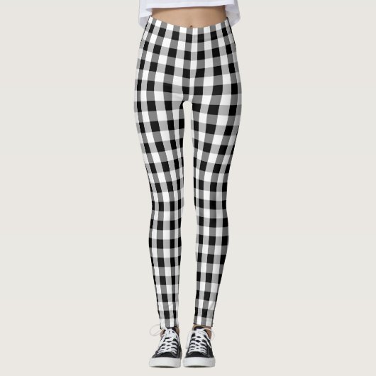 Leggings Vishy À damiers noir gris blanc plaid (Devant)