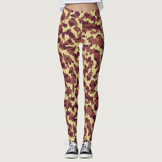Leggings Vivid Camo Doodle Rétro noir et rouge sans couture (Devant)