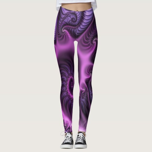 Leggings Vivid Cool Abstrait rose violet Fractal Art Spiral (Devant)