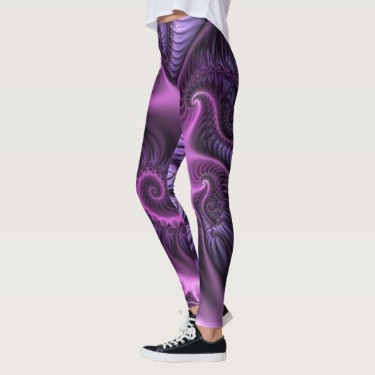 Leggings Vivid Cool Abstrait rose violet Fractal Art Spiral (Gauche)