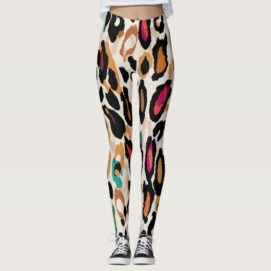 Leggings Vivid Posters de animaux léopards (Devant)