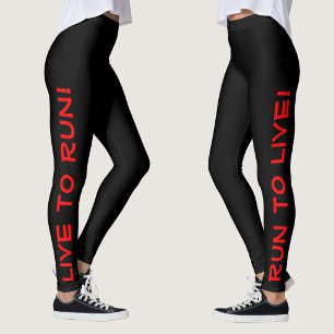 Leggings Vivre pour Courir ! Courir pour Vivre ! Black & Re